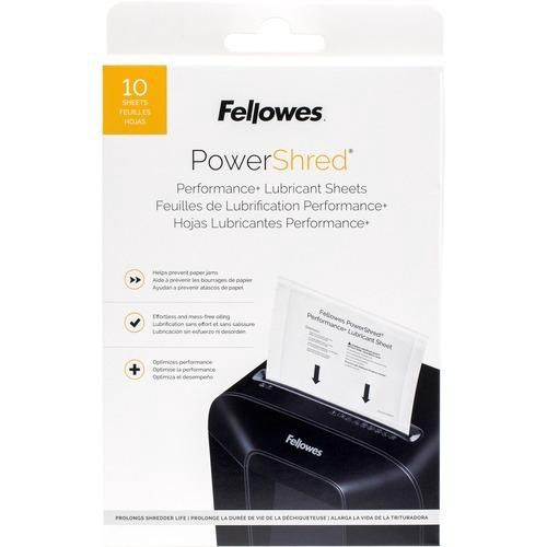 Fellowes Powershred Performance+ Shredder Lubricant Sheets, 10 Pack
