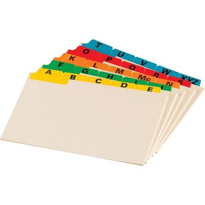 Oxford A-Z Coloured Tab Manila Card Guides, 4 x 6