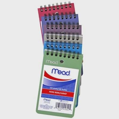 Mead Memo Book, 100 Sheets,  3" x 5"
