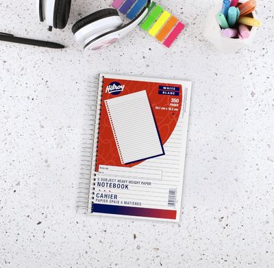 Hilroy 5 Subject Notebook, 350 Pages, 6" x 9 1/2"