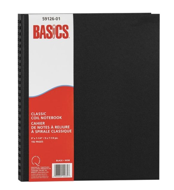 Notebook, 192 Pages, Twin Wirebound, Ruled, Hard Cover, With Pocket, Black