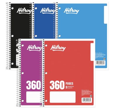 Hilroy Executive Coil Five Subject Notebook, 360 Sheets