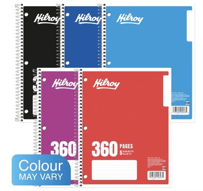 Hilroy Executive Coil Five Subject Notebook, 360 Sheets