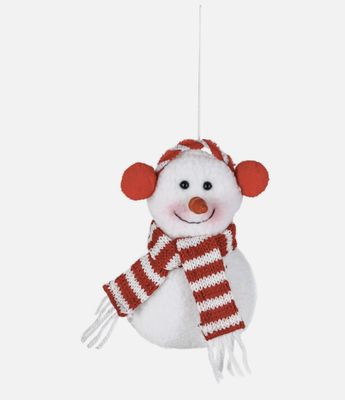 9" Fabric Snowman with Earmuffs Ornament