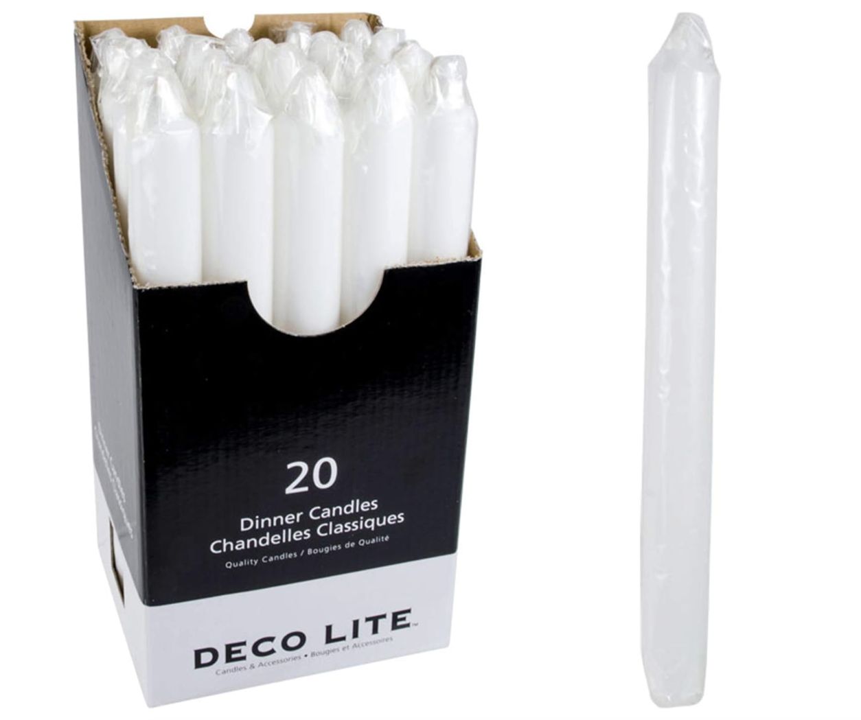 10" Dinner Candle Deco Lite White - Single Candle