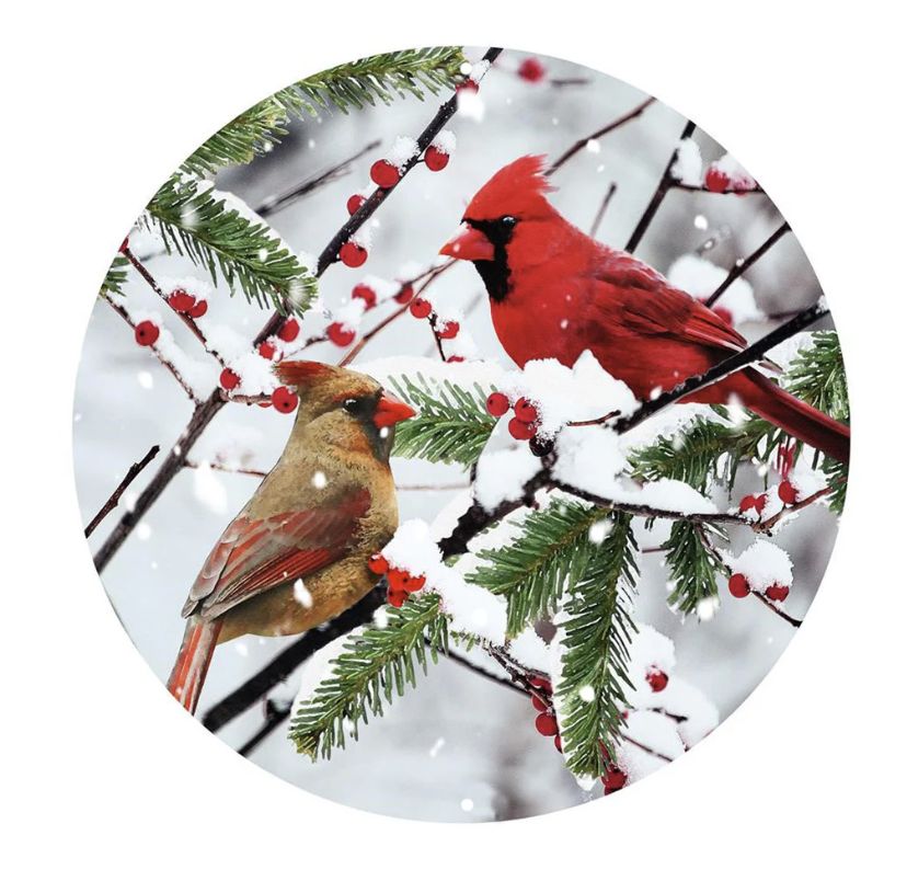 12" Metal Cardinals Wall Plaque