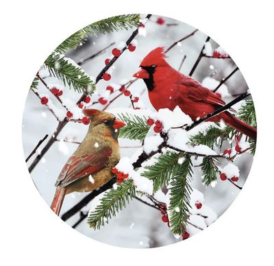 12" Metal Cardinals Wall Plaque