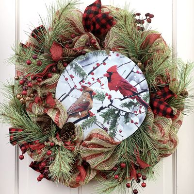 12" Metal Cardinals Wall Plaque
