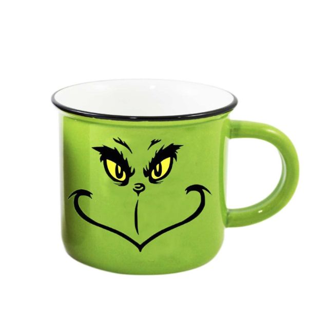 Grinch Smile Mug, 14oz, Green Ceramic