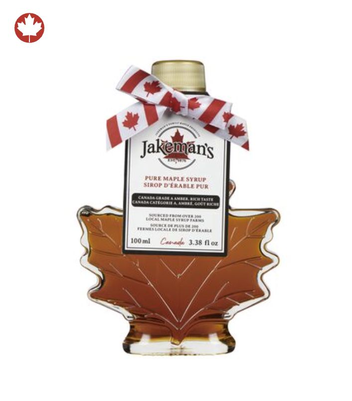 Jakeman's Maple Syrup, Autumn Leaf Glass, 100ml In Gift Bag