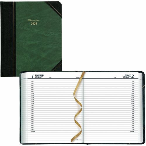Blueline Daily Planner, Hard Cover, C517F, 8 x 6-1/2", Green