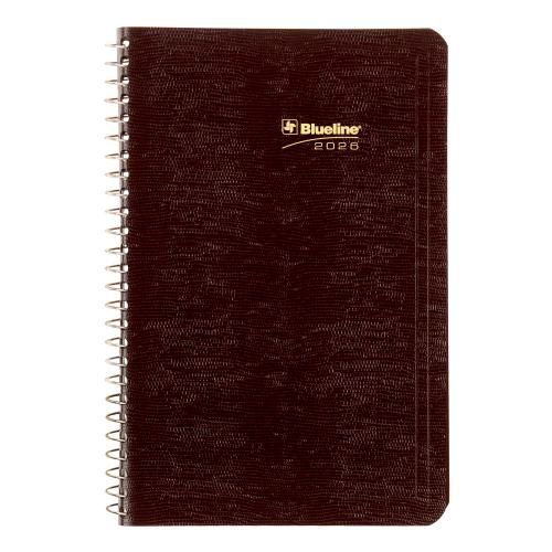 Blueline Daily Planner 8"x 5" Spiral Bind 2026, Burgundy