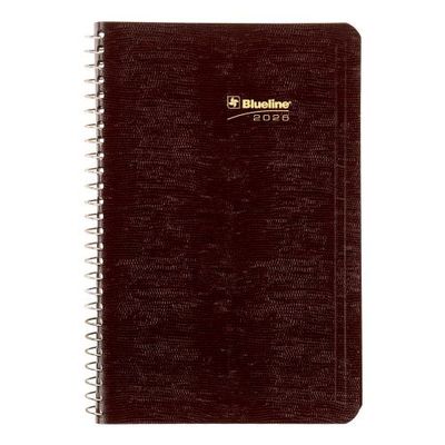 Blueline Daily Planner 8"x 5" Spiral Bind 2026, Burgundy