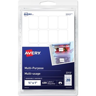 Avery Removable Labels, 1" x 3/4", 20 Sheets, 400 Labels