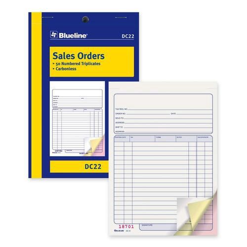 Blueline Sales Order Book DC22, 50 Numbered Triplicates