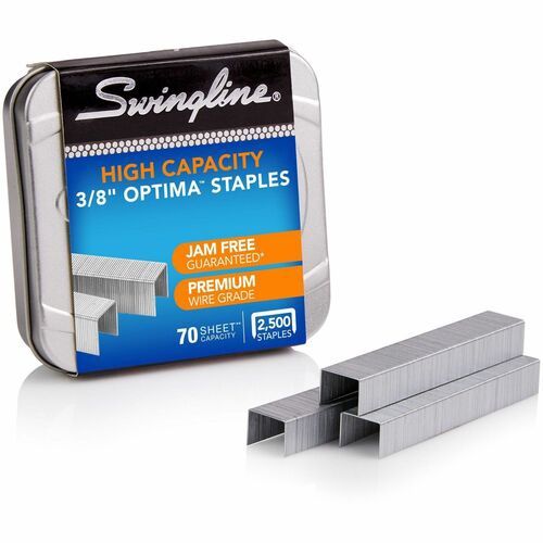 Swingline Optima High Capacity Staples, 3/8" Leg, 1/2" Crown, Holds 70 Sheets,  Pack of 2500