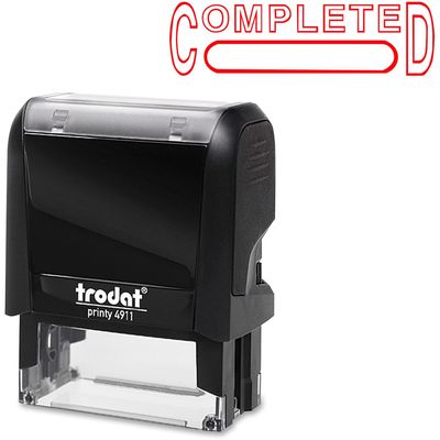 Trodat Self Inking Stamp, COMPLETED, Red Ink