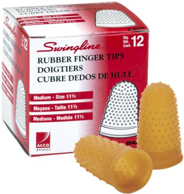 Swingline Rubber Finger Tips, Medium,  Size 11 1/2, Box of 12