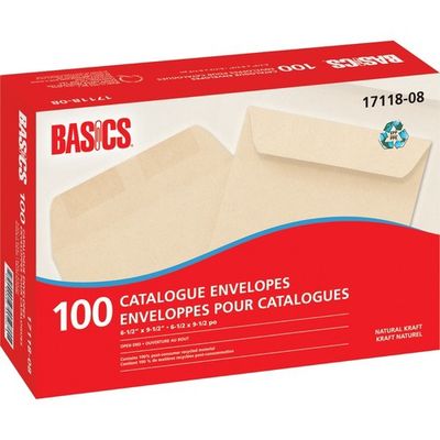 Catalogue Envelopes, Natural Kraft 6-1/2" x 9-1/2" , 24 lb , Natural Kraft, Pack of 100
