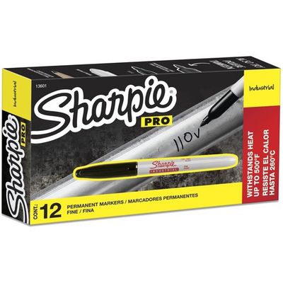 Sharpie Pro Industrial Permanent Markers, Fine, Black