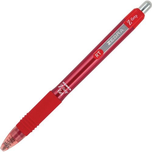 Zebra Z-Grip Gel Retractable Pens, Medium 0.7, Red