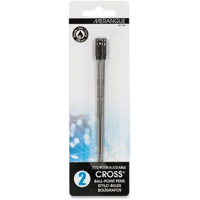 Merangue Cross Ballpoint Pen Refills, Medium, Black, 2 Pack