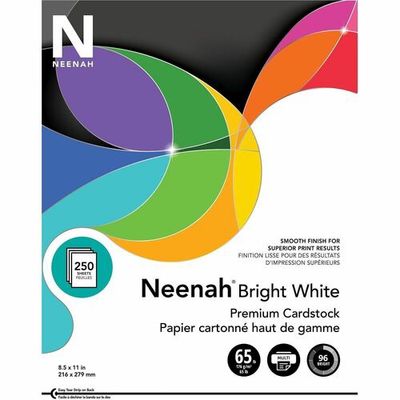 Neenah Bright White Premium Cardstock, 8 1/2" x 11", 65 lb, Pack of 250