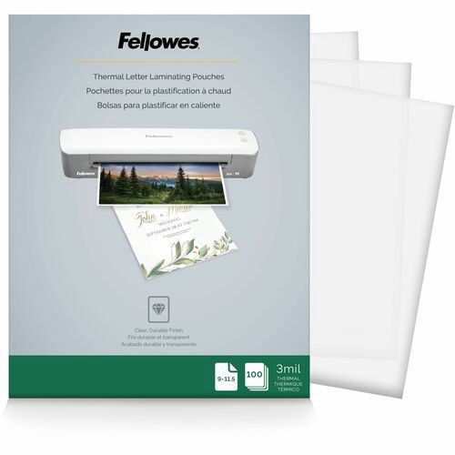 Fellowes Letter Size Thermal Laminating Pouches, 9" X 11.5", 3mil, Pack of 100