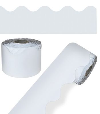Rolled Scalloped Borders, White, 2 1/4" x 65'