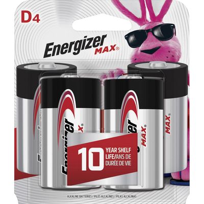 Energizer Max Alkaline D Batteries, 4 Pack