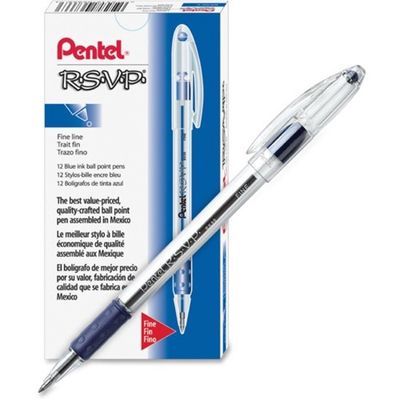 Pentel R.S.V.P. Ballpoint Stick Pens, Fine, 0.7 mm, Blue, Singles