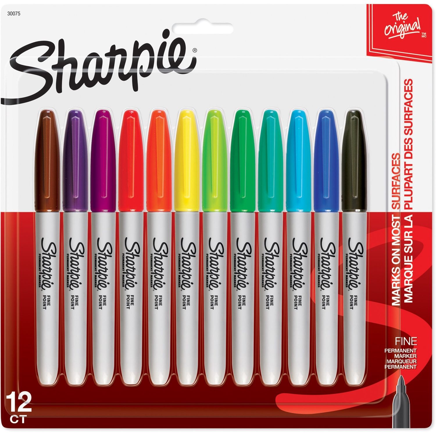 Sharpie Permanent Fine Point Marker,  12 Pack Assorted Colours