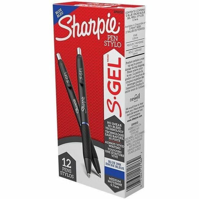 Sharpie S-Gel Pens, .07 mm, Blue, Box of 12