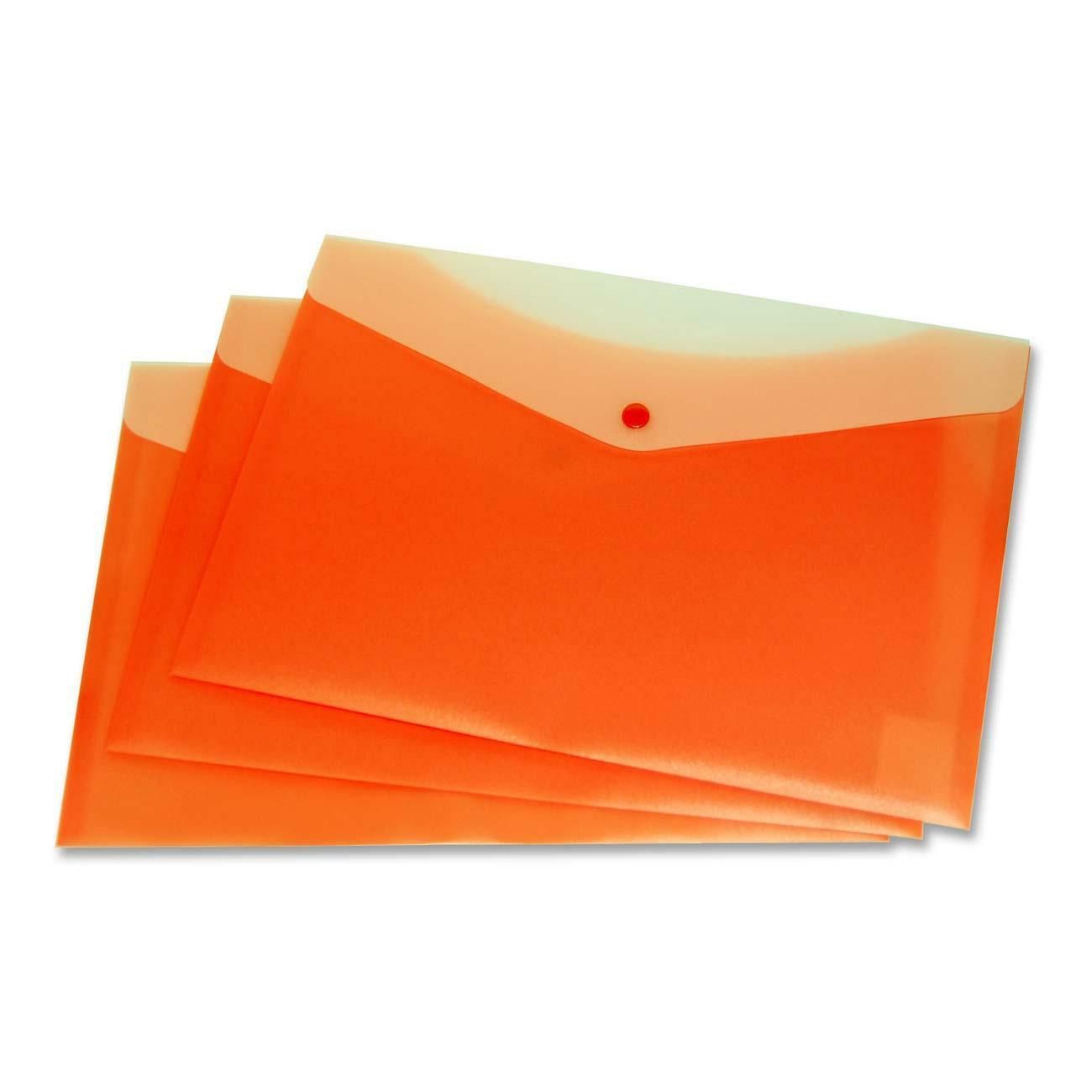 Letter Vinyl File Pocket, 2 Pockets, Tangerine
