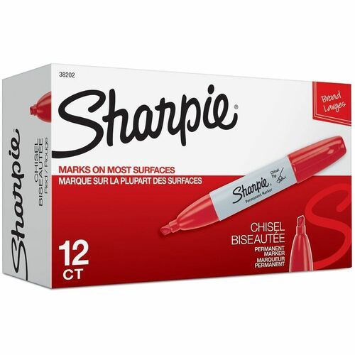 Sharpie Large Barrel Permanent Marker, Chisel Point, Red, Singles