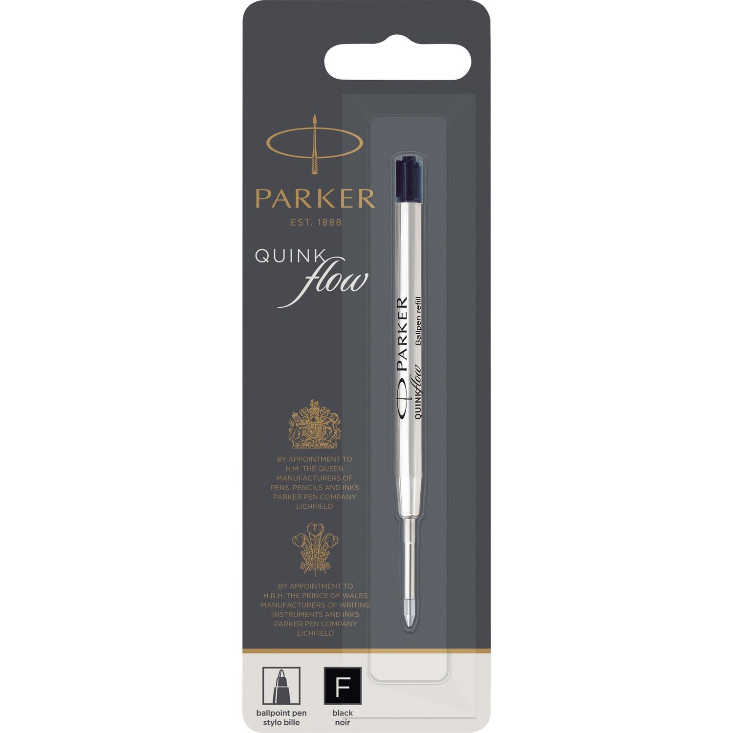 Parker Quinkflow Fine Point Ballpoint Pen Refill, Black Ink