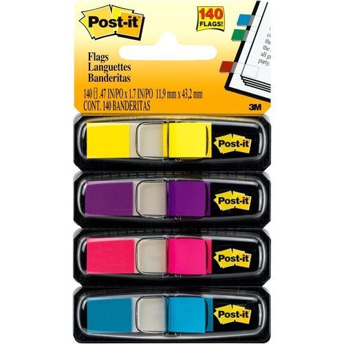 Post-it Flags in Bright Colors, 4 Dispensers, Pack of 140