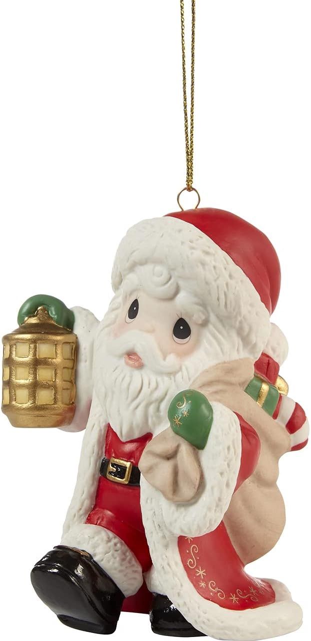 Precious Moments May Your Spirits Be Merry and Bright Annual Santa Bisque Porcelain Ornament