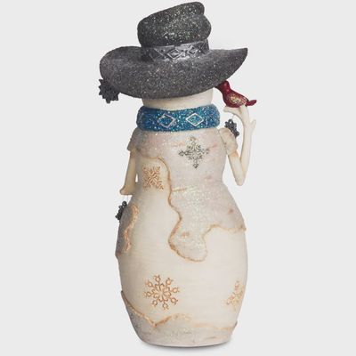 Let it Snow 6" Snowman Holding Snowflakes and Cardinal