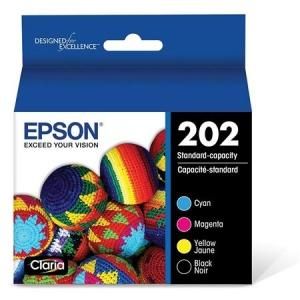 Epson T202 Combo Black, Cyan, Magenta &amp; Yellow Ink Cartridges, 4 Pack