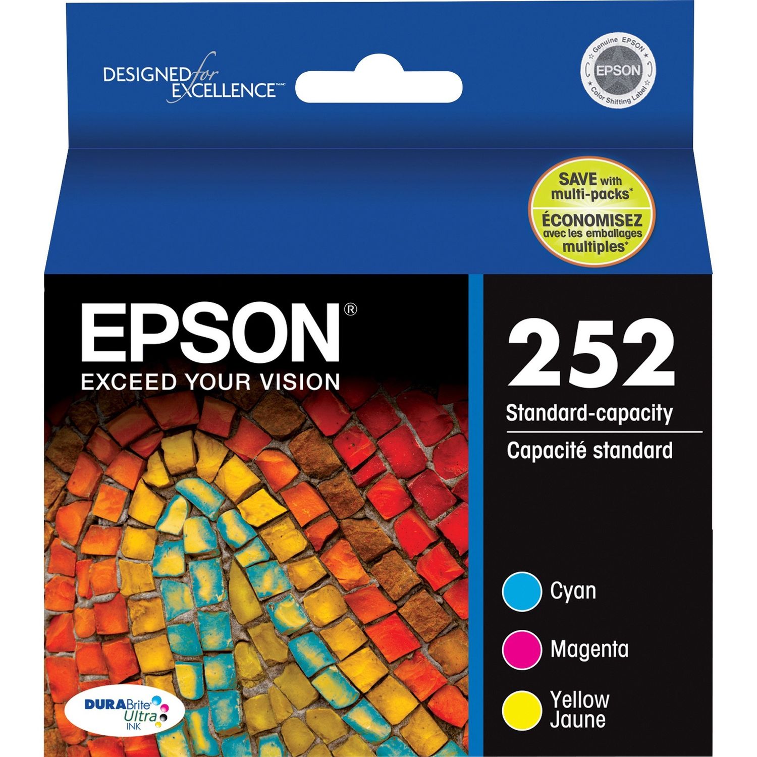 Epson 252 C/Y/M Ink Cartridges, 3 Pack