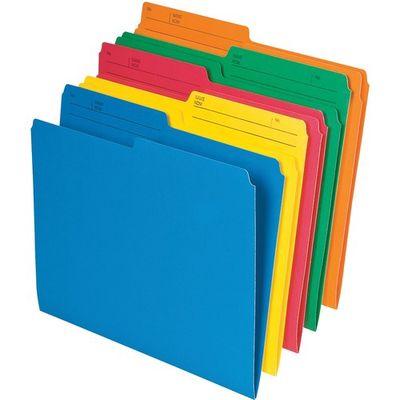 Pendaflex 1/2 Tab  Letter Size File Folders, Assorted Colours, 10 Pack