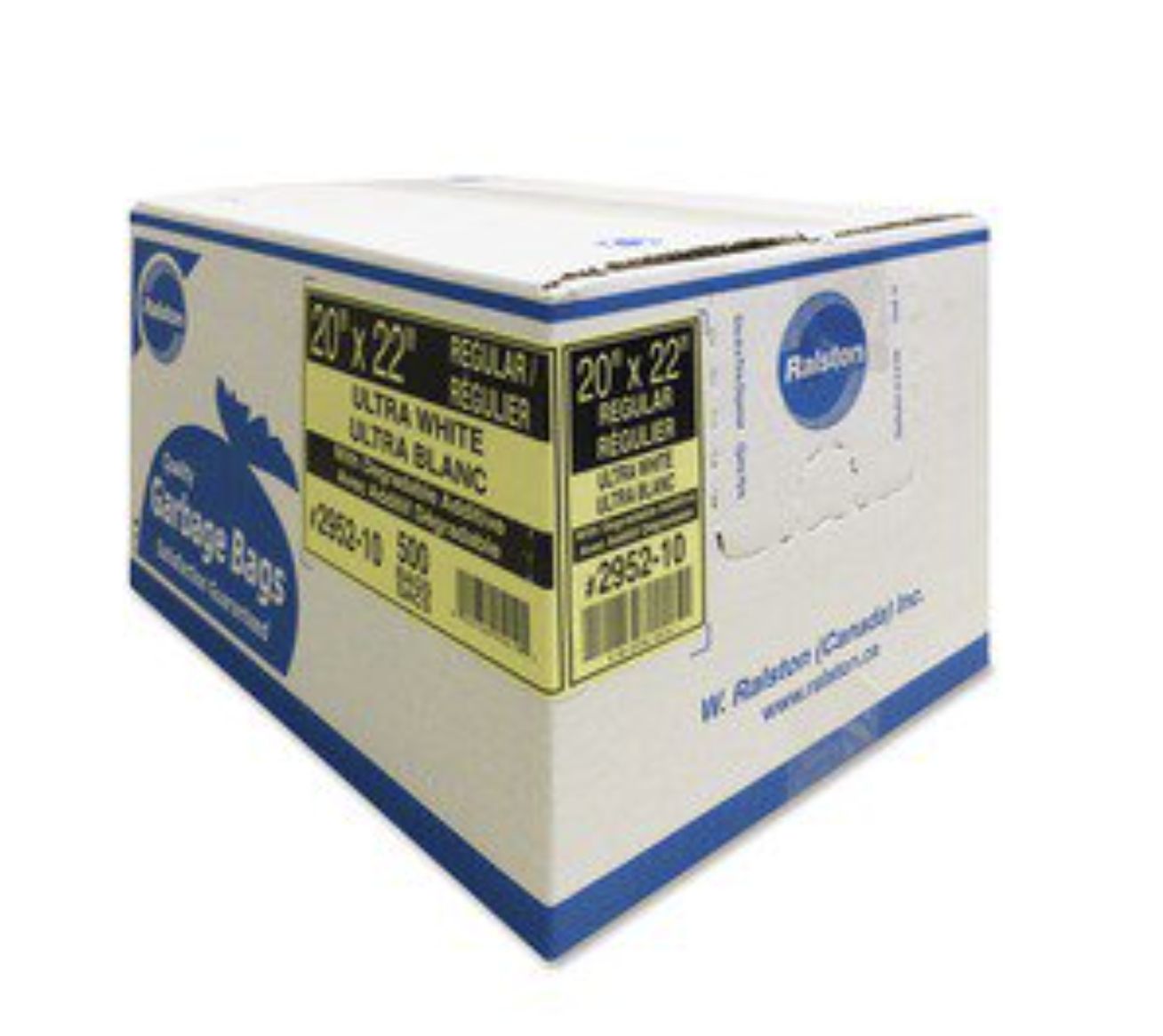 Ralston Industrial Garbage Bags, 20" X 22" , White, Box of 500