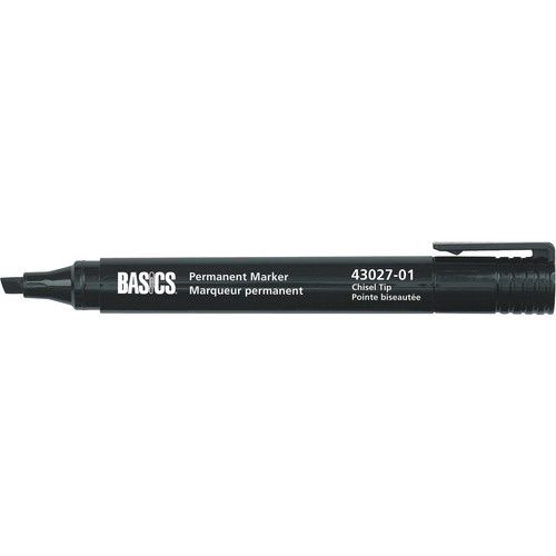 Basics Permanent Markers Chisel Tip, Black