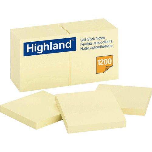 Highland 3  X 3 Post It Notes, 12 pads of 100