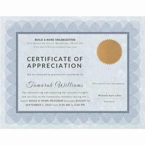 St. James  Regent Certificates, 24 lb, 8.50" x 11", Blue &amp; Silver With Seals, 25 Pack