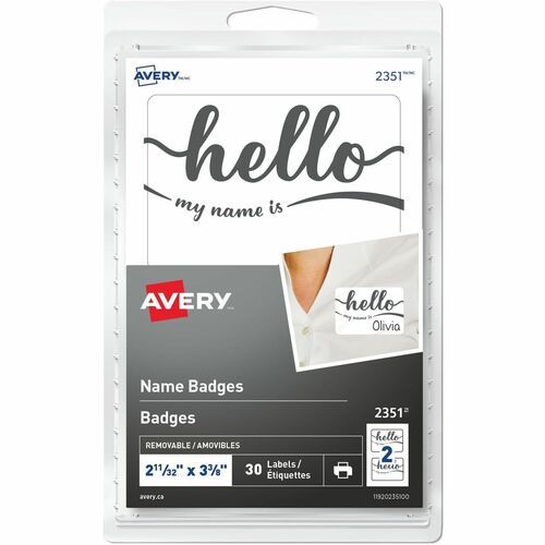 Avery Self-Adhesive "hello my name is", Removable Name Badge