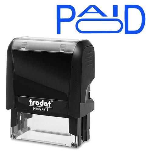 Trodat Self Inking Stamp, PAID, Blue Ink