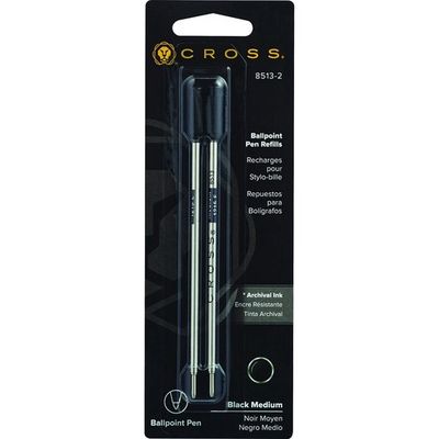 Cross Ballpoint Pen Refills, Black, Medium, 2 Pack, 8513-2