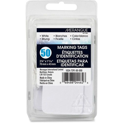 Merangue  White Marking Tags, 2 3/4 x 1 11/16, With Strings, 50 Pack